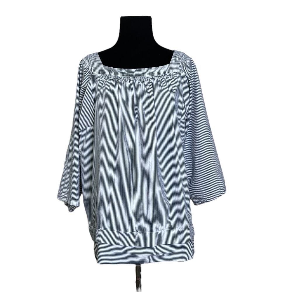 Vanessa Bruno blue white stripes 3/4 sleeves tunic top size 40/Medium